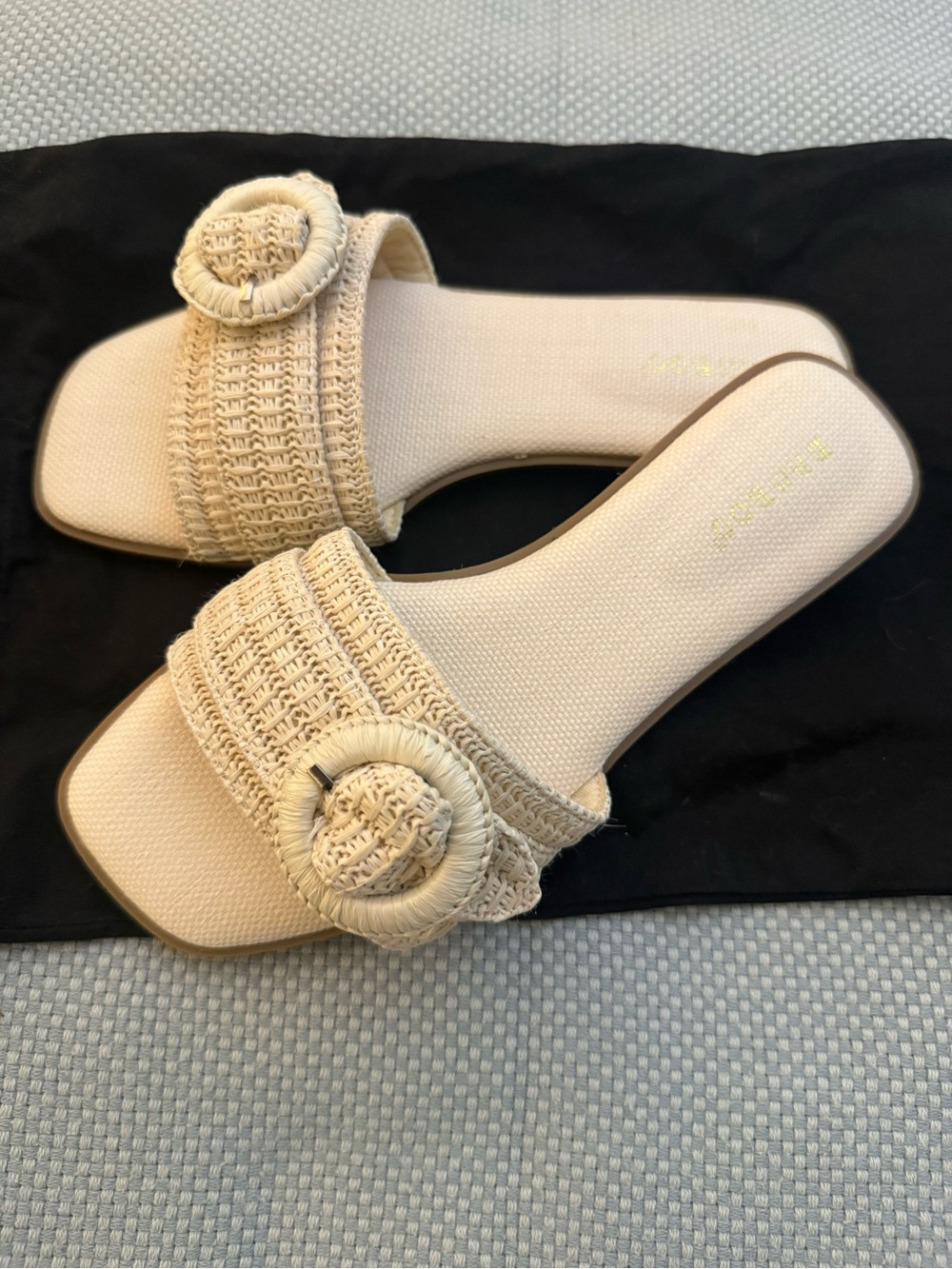 Woven Buckle Slide Sandals in Beige - Classic Summer Slide